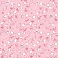 Seamless pattern of cute rabbit stay on top each other line hand drawn greeting on pink background.Rodent bunny animal character cartoon design.Relax.Lay.Kawaii.Illustration. vector