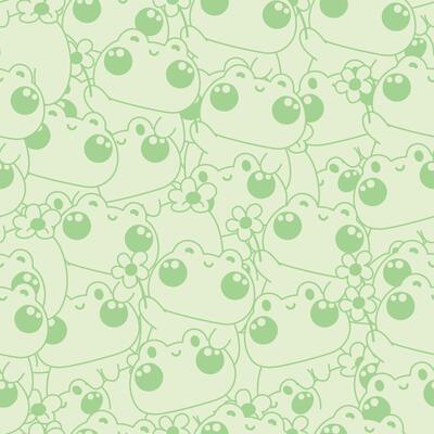 Seamless pattern of cute frog stay on top each other greeting with flower line hand drawn background.Reptile animal character cartoon design.Relax.Lay.Kawaii.Illustration.