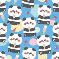 Panda pattern with ice cream treats vector