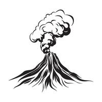 Erupting Smoking Volcano With Lava Flowing Down image on white background. vector