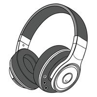 Gray and white wireless headphones with round earcups and a padded headband, floating in a white background vector