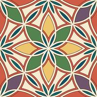 Kaleidoscope style background in rainbow colors, radial symmetry and abstract geometric shapes vector