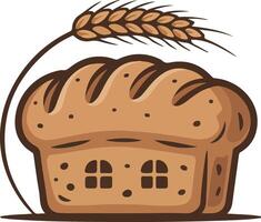 A loaf of bread with wheat ears on a white background vector