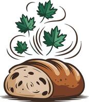 A loaf of bread with maple leaves vector