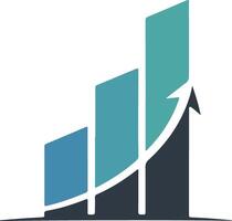 The arrow is going up and the graph is going down vector