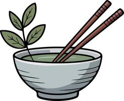 Chopsticks and bowl of soup illustration vector