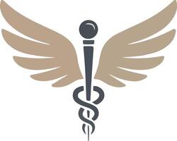 A medical symbol with wings and a staff vector