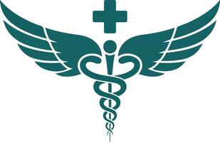 A medical symbol with wings and a cross vector