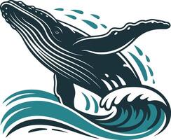 Humpback whale jumping out of the water vector