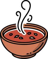 A bowl of soup with steam coming out of it vector