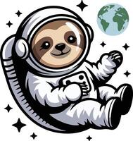 A cartoon slotty in space with earth in the background vector