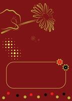 Elegant Floral Greeting Card or Invitation Template with Hand Holding Flower on Red Background vector