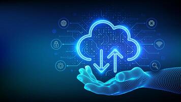 Hand holding digital cloud icon vector