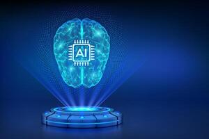 AI brain concept with glowing design vector
