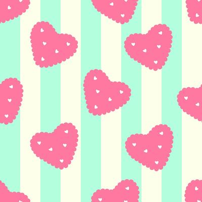 Kid's seamless pattern. Hand drawn pink heart Exotic heart fashion print. Design elements for baby textile or clothes. Hand drawn doodle repeating delicacies. Tropical wallpaper