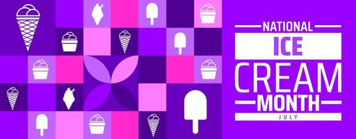 national ice cream month Geometric shape pattern background banner or poster design template. vector