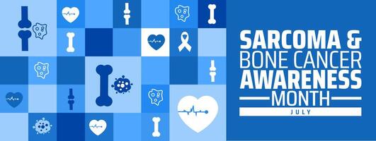 Sarcoma and Bone Cancer Awareness Month Geometric shape pattern background banner or poster design template. observed every year in July. Holiday concept. Use to any Template, card, poster, placard. vector