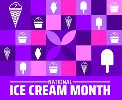 national ice cream month Geometric shape pattern background banner or poster design template. observed every year in july. Holiday concept. Use to any Template, card, poster, placard, template. vector