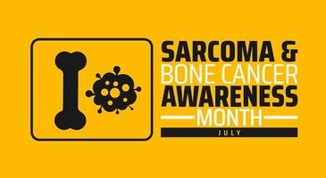 Sarcoma and Bone Cancer Awareness Month black and yellow background banner or poster design template. observed every year in july. Holiday concept. Use to any Template, card, poster, placard, template vector