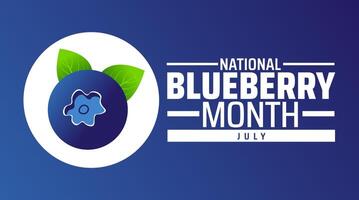National Blueberry Month background banner or poster design template. observed every year in july. Holiday concept. Use to any Template, card, poster, placard, template. vector