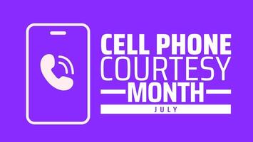 Cell Phone Courtesy Month background banner or poster design template. observed every year in july. Holiday concept. Use to any Template, card, poster, placard, template. vector