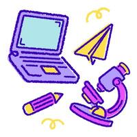 education learning science and technology playful handdrawn illustration vector