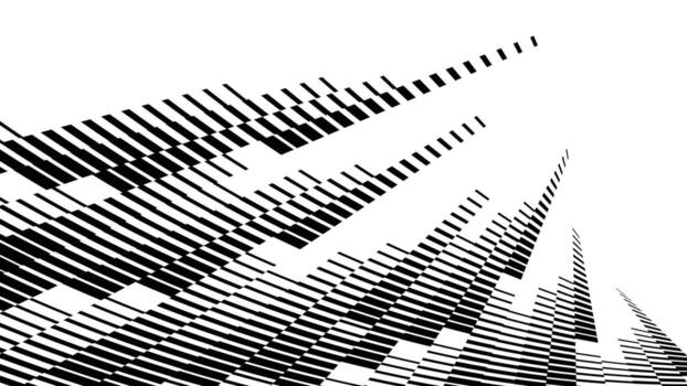 Abstract geometric seamless pattern with wave fading lines, tracks, halftone stripes. vector