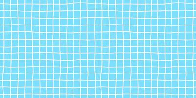 Check seamless pattern grid hand-drawn lines creating a playful background with blue square and wavy doodle textured stripes, perfect for cute designs and modern decor in crayon illustration. vector