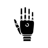 Bionic prosthesis black glyph icon for digital and print projects. vector