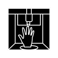 3D hand print black glyph icon for digital and print projects. vector