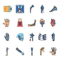 prosthesis color line icons set for digital and print projects. vector