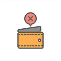 broke filled outline icon. empty wallet color line illustration. vector