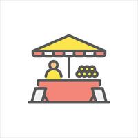 street food filled outline icon. food merchant color line illustration. vector