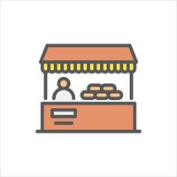 traditional market filled outline icon. food merchant color line illustration. vector