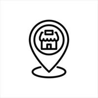 shop location outline icon. store location black line illustration. vector