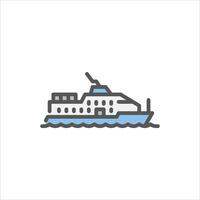 high speed craft filled outline icon. High speed vessel color line illustration. vector