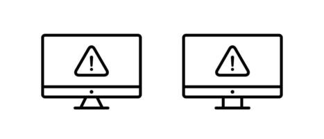 Computer error icon. Warning sign, security threat on PC monitor symbol vector