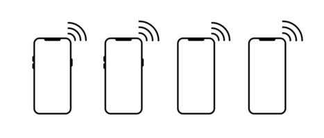 Smartphone wifi signal icon. Mobile phone wireless network sign. Cellphone connection symbol vector