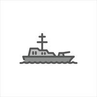 naval ship filled outline icon. warship color line illustration. vector