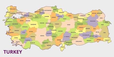 Map of Turkey with Provinces vector
