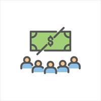 poverty filled outline icon. no money color line illustration. vector