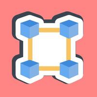 Sticker block chain. Crypto currency elements. vector