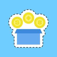 Cutting line sticker initial coin offering. Crypto currency elements. vector