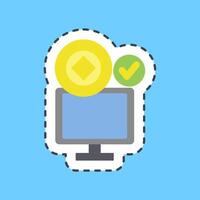 Cutting line sticker crypto accepted. Crypto currency elements. vector