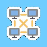 Cutting line sticker peer to peer. Crypto currency elements. vector