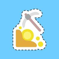 Cutting line sticker mining. Crypto currency elements. vector