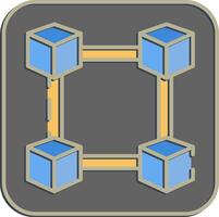 Icon block chain. Crypto currency elements. Icon in embossed style. vector