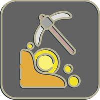 Icon mining. Crypto currency elements. Icon in embossed style. vector