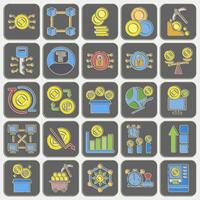 Icon set of crypto. Crypto currency elements. Icon in embossed style. vector