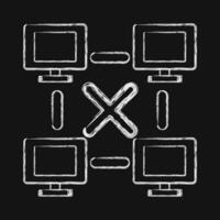 Icon peer to peer. Crypto currency elements. Icon in chalk style. vector